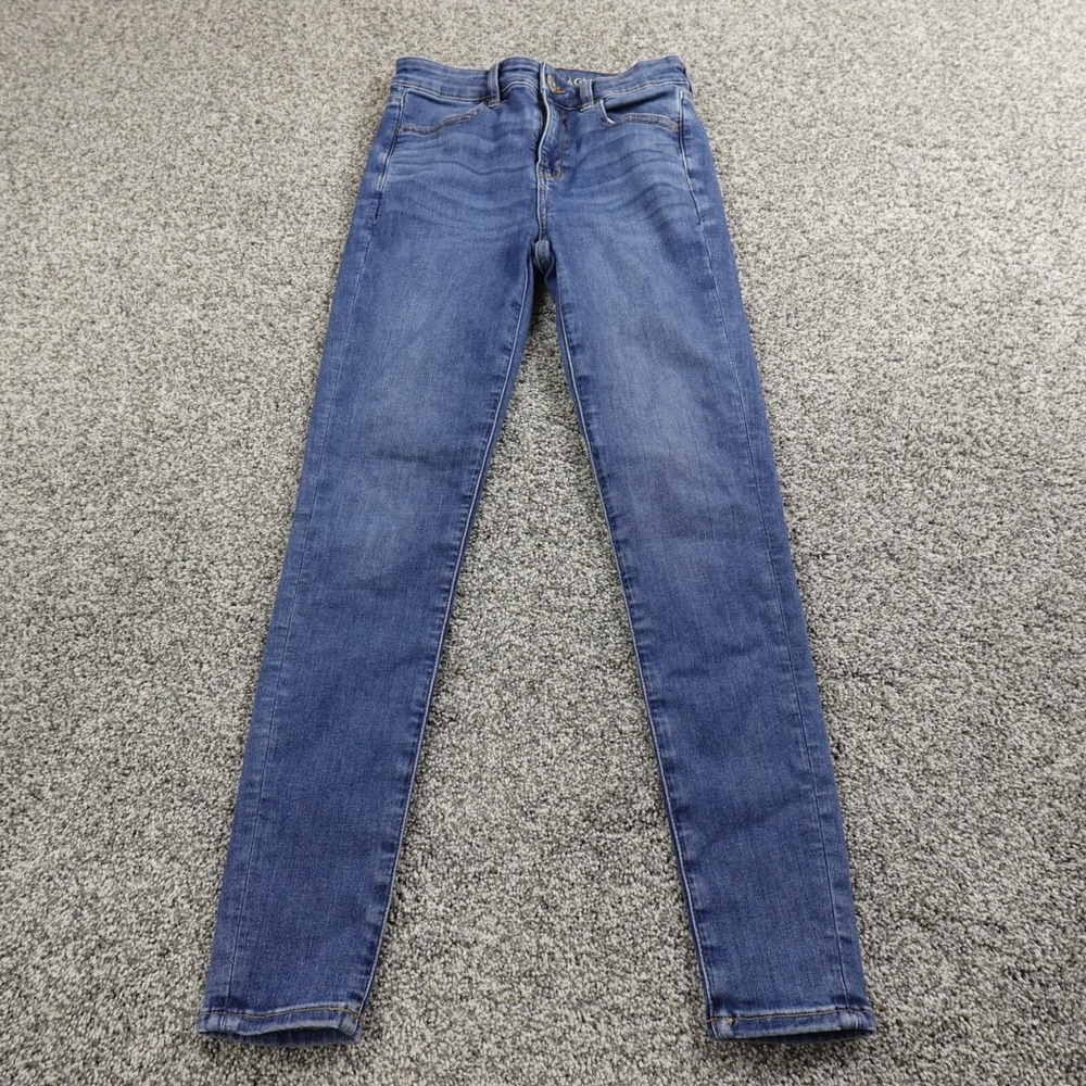 American Eagle Jeans Womens 4 Dark Blue Denim Pants Hi Rise Jegging Flex Stretch